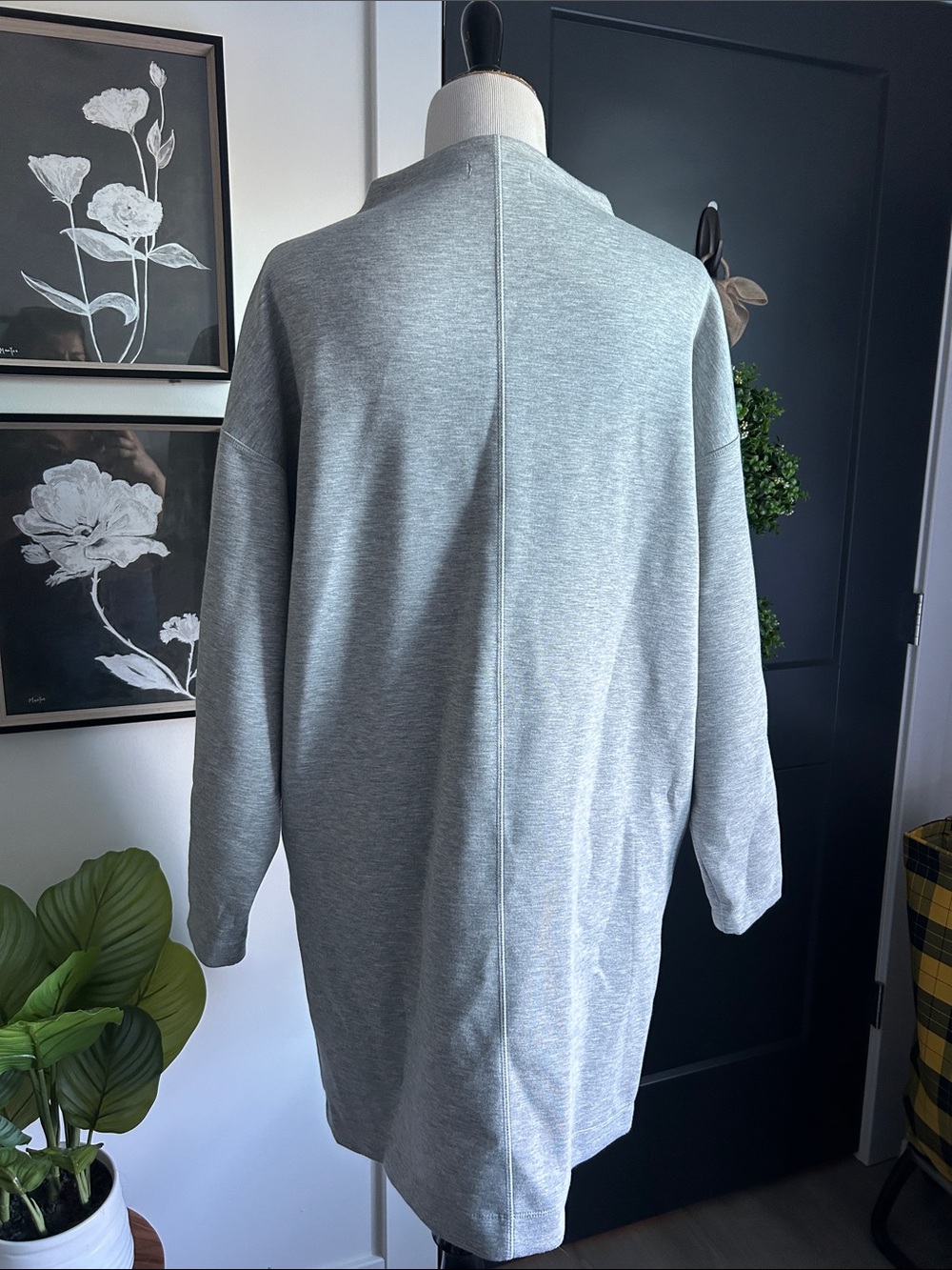 🌺 L Minimalist Gray Long Sleeve boxy baggy sweatshirt Knit Dress - Picture 8 of 11